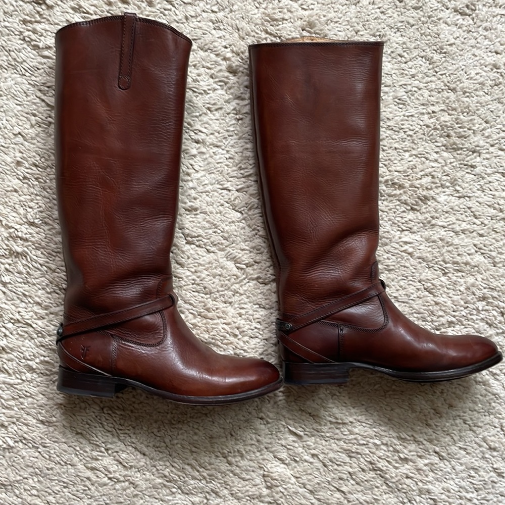 Frye Lindsay Plate Boots Redwood Smooth Full Grain Size 7